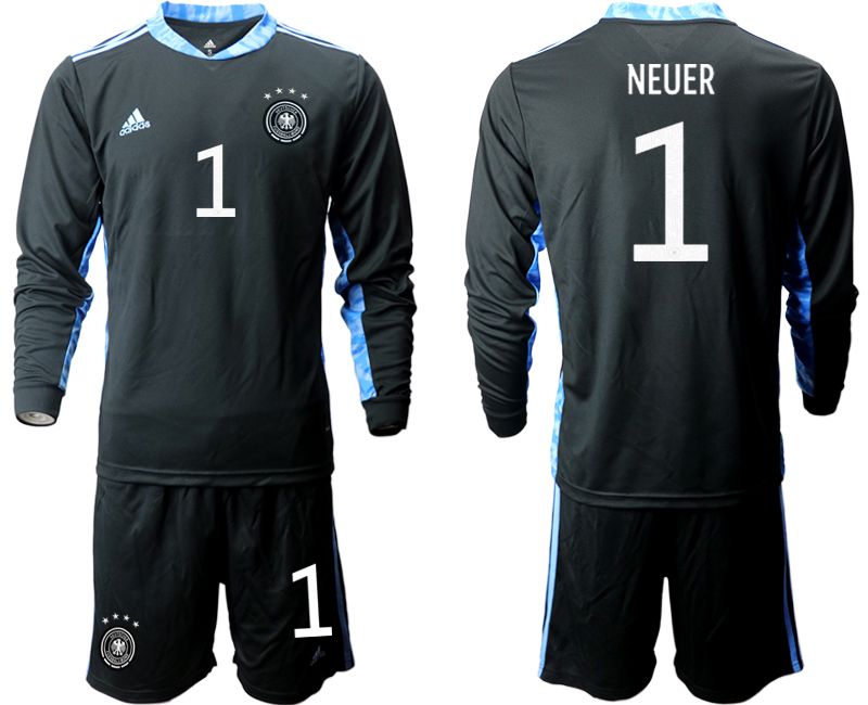 Men 2021 World Cup National Germany black long sleeve goalkeeper #1 Soccer Jerseys->germany jersey->Soccer Country Jersey